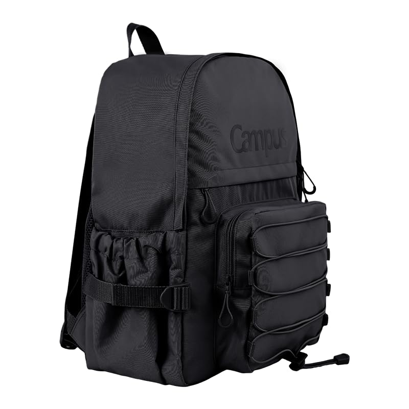 KOKUYO Big Student Laptop Backpack For College Women Middle High School Teen Girls Bookbag with Front Decoration Strap & Chest Strap, Travel Daypack For College, Middle High School, Bookbag (Black)