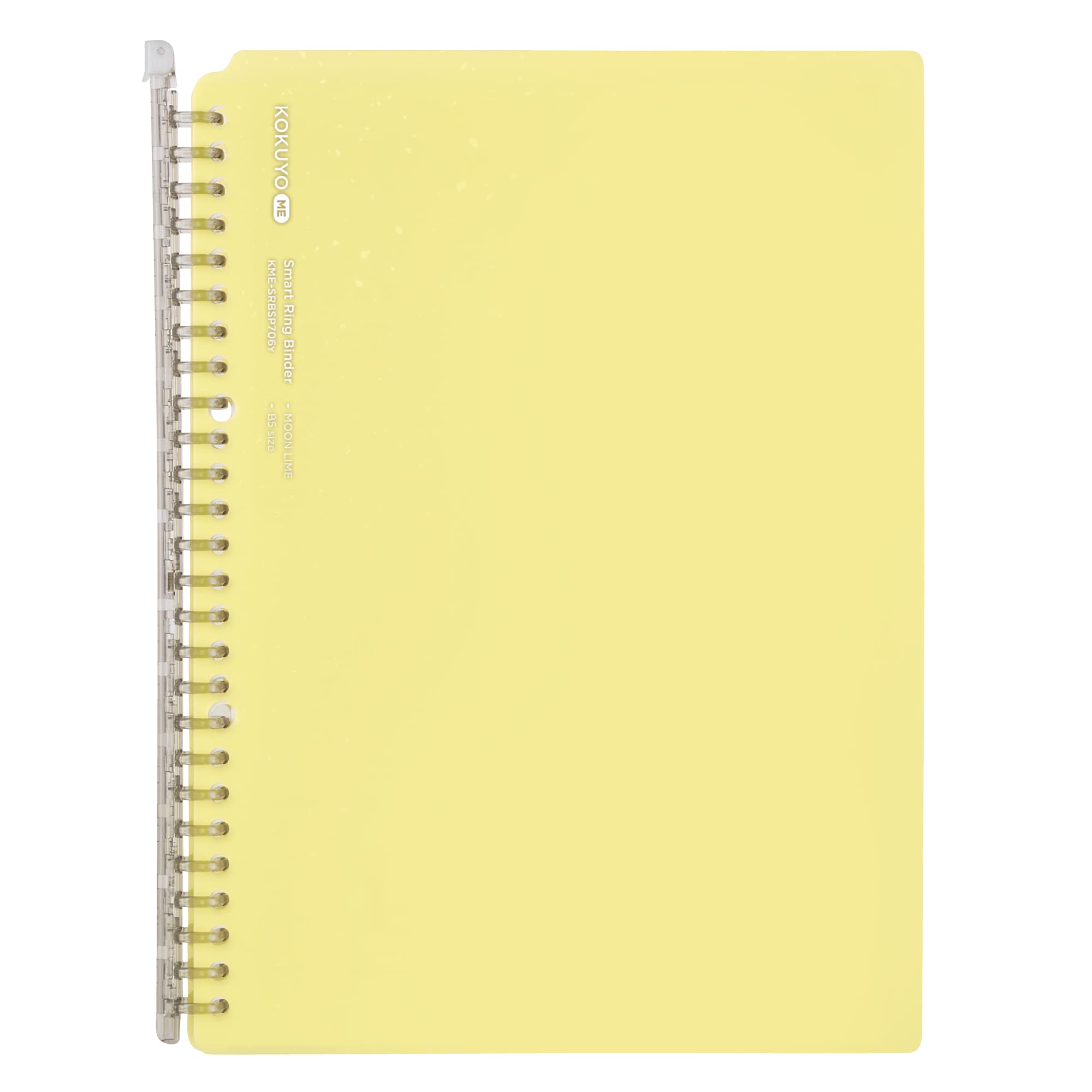 Kokuyo Me Campus Smart Ring Binders, B5 Moon Lime Binder Notebooks, Up to 60 Sheets 26 Holes Slim Binder Folder with 10 Extra Campus Sarasara Loose-leaf Paper for Work, Study and Journal, Japan Import