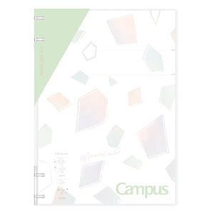 Kokuyo Campus Refillable Notebook, B5 2x2 Slim Ring Binder Notebook with Customizable Title Page, 40 Sheets Capacity. Suitable for 26 Holes Loose Leaf Paper, Mineral Pistachio Green (Le-NP704-L1LG)