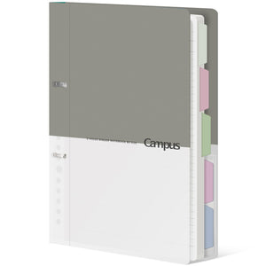 KOKUYO 5 Subject Spiral Notebook Journal, Campus 110 Sheets B5 Refillable Notebook with Dividers Tabs, 6mm Dot Lined Binder Notebook for Work School Note taking. 9" x 10.5", Grey, Japan Import