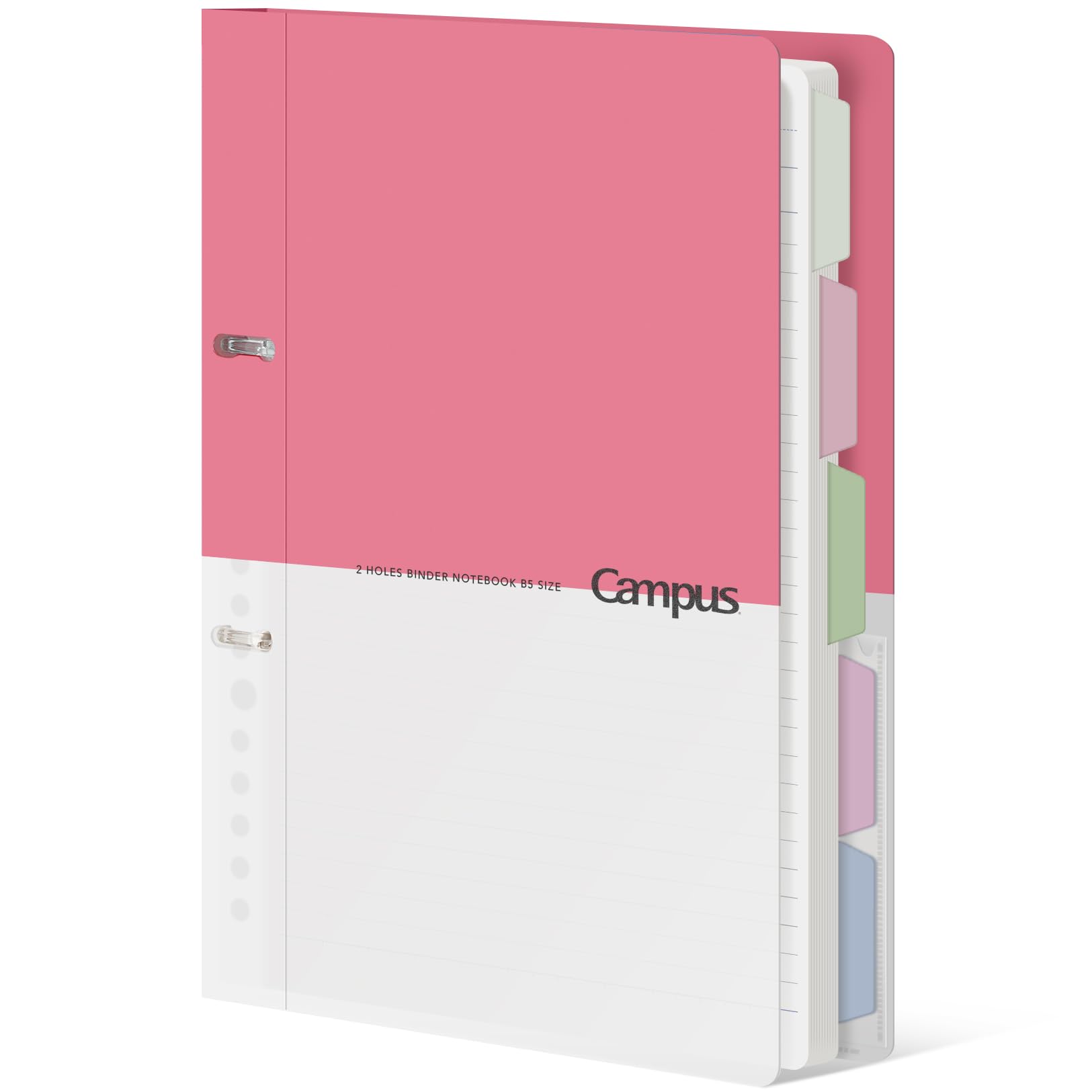 KOKUYO 5 Subject Spiral Notebook Journal, Campus 110 Sheets B5 Refillable Notebook with Dividers Tabs, 6mm Dot Lined Binder Notebook for Work School Note taking. 9" x 10.5", Pink, Japan Import