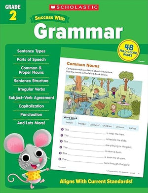 Scholastic Success with Addition & Subtraction, Writing, Grammar, Reading Comprehension, Math, Grade 2 Workbook, 5 Books Collection Set