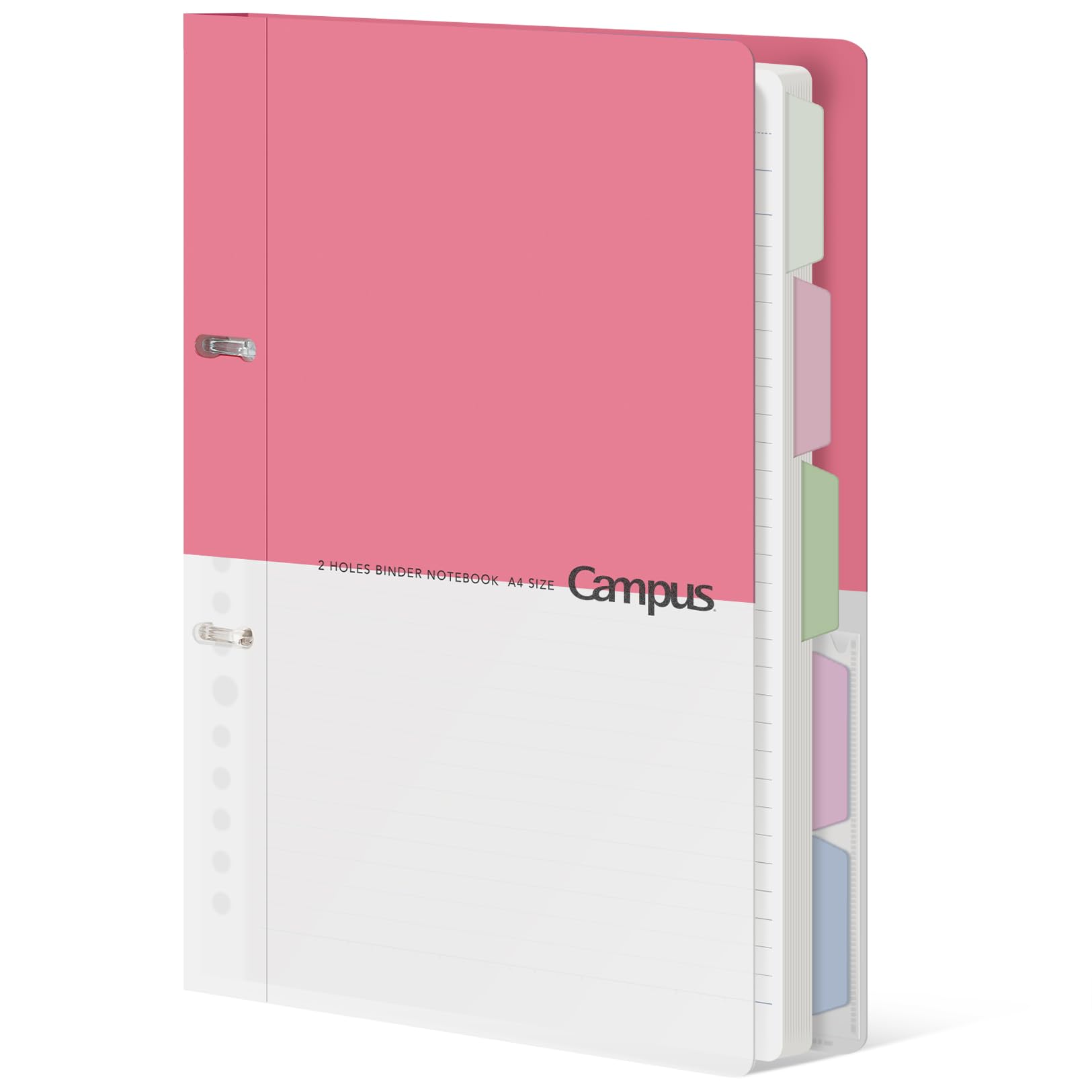 KOKUYO 5 Subject Spiral Notebook Journal, Campus 110 Sheets A4 Refillable Notebook with Dividers Tabs, College Ruled Binder Notebook for Work School Note taking, Light Pink, Japan Import
