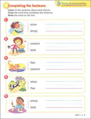 Vocabulary Workshop Enriched Red Level Student Edition, Grade 1 | Vocabulary Workbook | Early Elementary English Language Arts