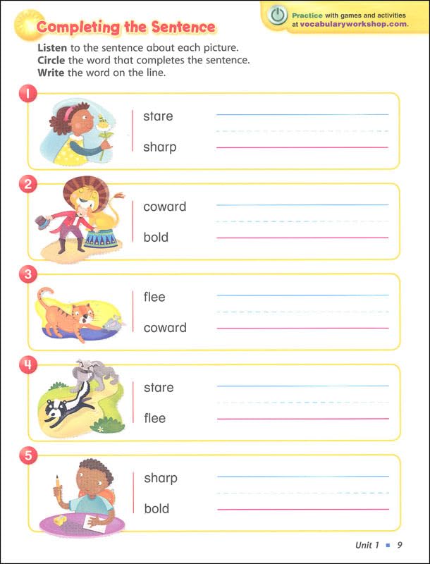 Vocabulary Workshop Enriched Red Level Student Edition, Grade 1 | Vocabulary Workbook | Early Elementary English Language Arts