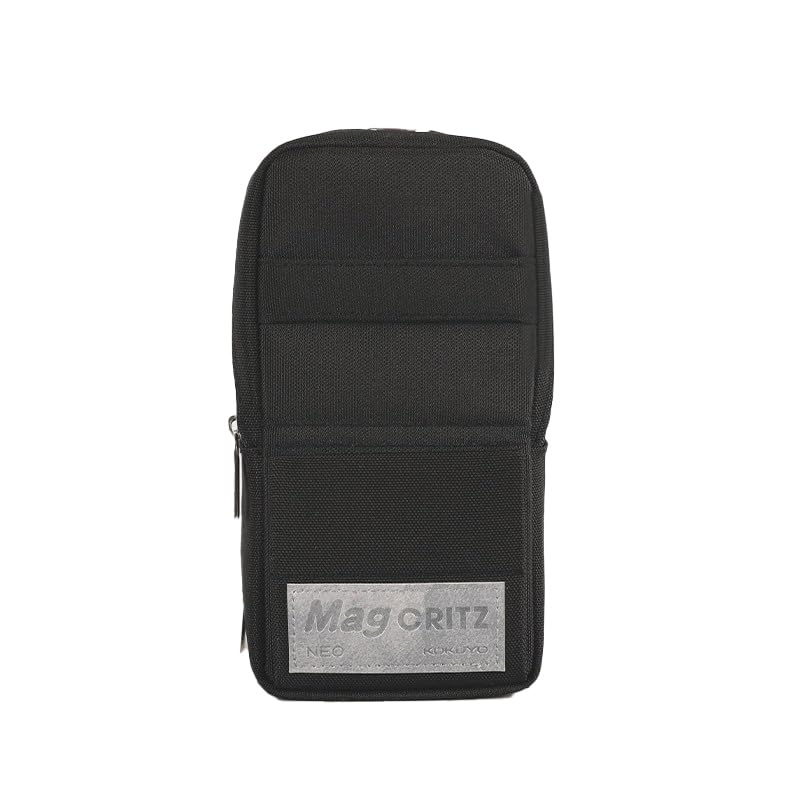 KOKUYO Pencil Case Pouch, Standing Pen Pouch Bag, Foldable Magnetic Stand up Phone Pencil Holder Organizer, Large Capacity Portable Pencil Box for School Office Supplies. (Mag Critz Neo - Black)