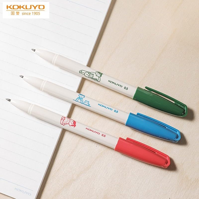 KOKUYO Noritake Gel Pens, 3 Pack 0.5mm Fine Point Black Ink, Retractable Smooth Quick-Dry Writing Pens for School, Office & Study, Cup Barrel