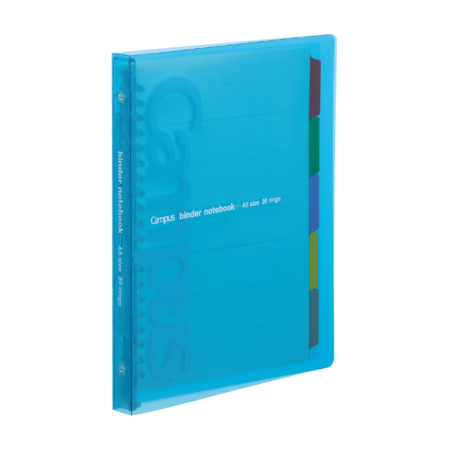 Kokuyo Campus Slide Binder with 5 Tab Dividers, Slim Type, A5, 20 Holes, Up to 65 Sheets, Blue, Japan Import (RU-P133NB)