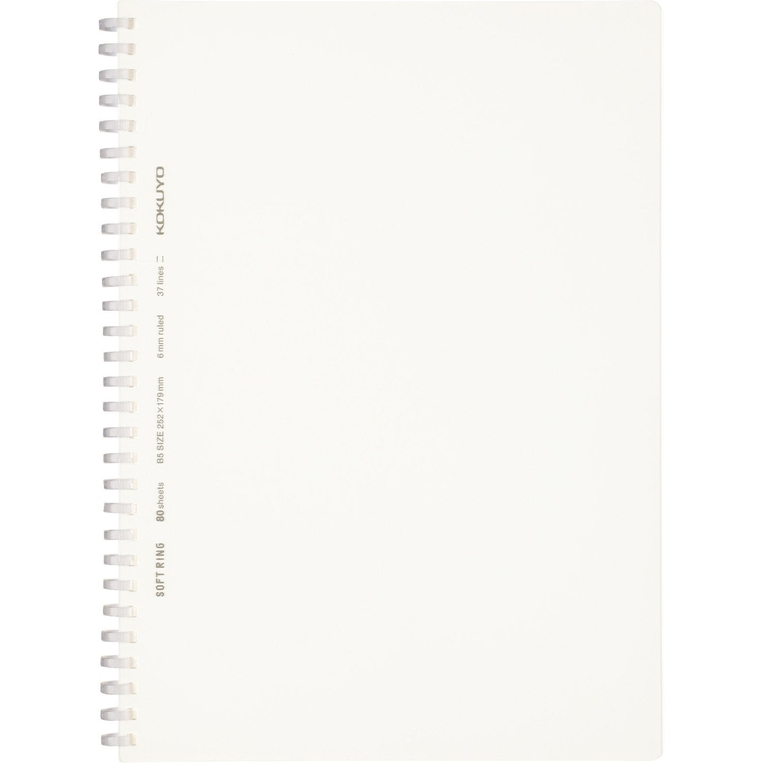 KOKUYO Spiral Lined Notebook, 8.3'' x 5.8'' Business Journal A5 Soft Ring Notebooks with A 6mm Ruled, 80 Perforated Sheets, Clear 1 Subject Notebook, Note Taking for Work. Japan Import (SU-SV538B-T)