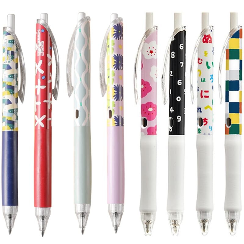 KOKUYO Sou Sou Gel Pens, 8 Pack 0.5mm Fine Point Black Ink, Retractable Smooth Quick-Dry Writing Pens for School, Office & Study, Japan Imported