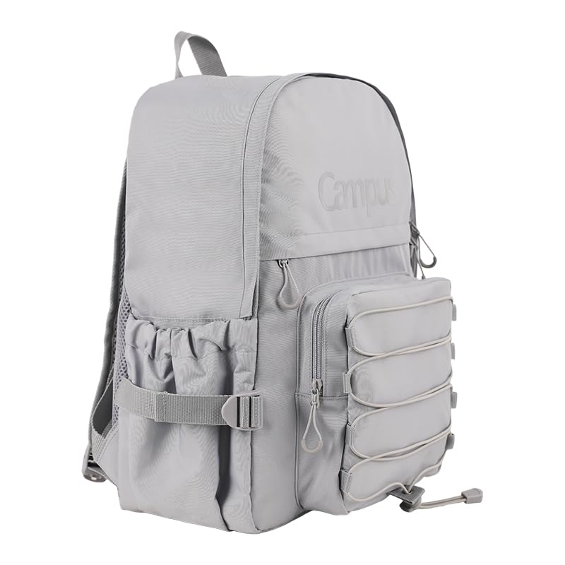 KOKUYO Big Student Laptop Backpack For College Women Middle High School Teen Girls Bookbag with Front Decoration Strap & Chest Strap, Travel Daypack For College, Middle High School, Bookbag (Gray)