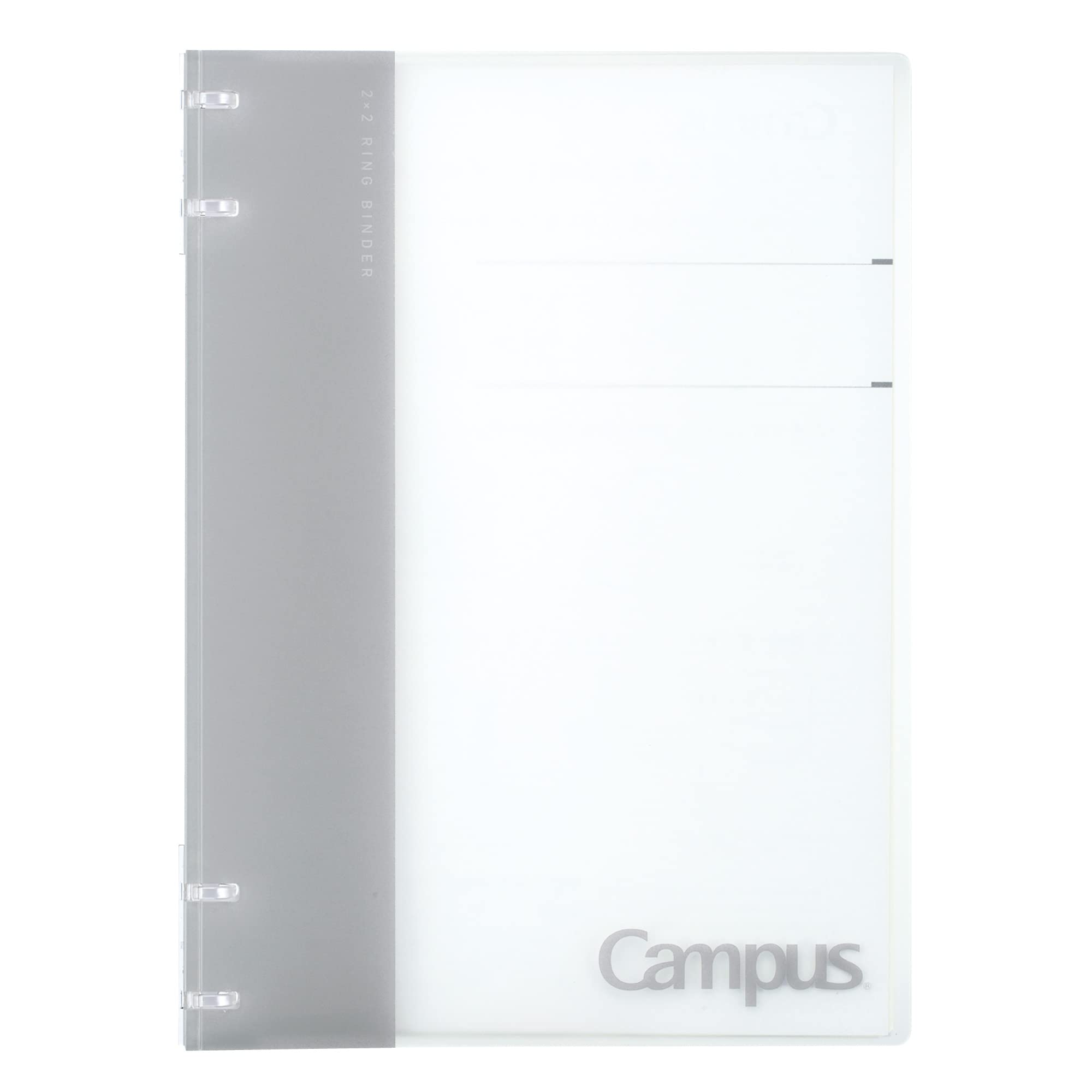 Kokuyo Campus Refillable Notebook, B5 2x2 Slim Ring Binder Notebook with Customizable Title Page, 40 Sheets Capacity. Suitable for 26 Holes Loose Leaf Paper, Gray (RU-NP704M)