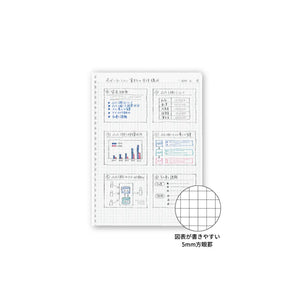 Kokuyo. Soft Ring Notebook Business, 5mm Grid 70 Sheets Black (B6) - 3 Pack