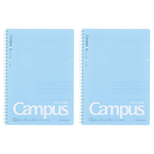 Kokuyo Campus Soft Ring Notebook, Semi-B5, B 6mm Dot Ruled, 34 Lines, 40 Sheets, Blue, Set of 2, Japan Import (SU-S111BT-B)