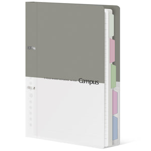 KOKUYO 5 Subject Spiral Notebook Journal, Campus 110 Sheets A4 Refillable Notebook with Dividers Tabs, College Ruled Binder Notebook for Work School Note taking, Gray, Japan Import