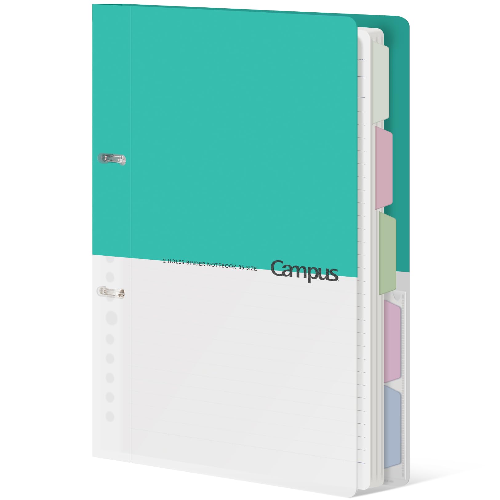 KOKUYO 5 Subject Spiral Notebook Journal, Campus 110 Sheets B5 Refillable Notebook with Dividers Tabs, 6mm Dot Lined Binder Notebook for Work School Note taking. 9" x 10.5", Light Blue, Japan Import