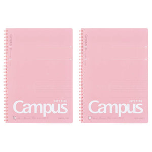 Kokuyo Campus Soft Ring Notebook, Semi-B5, B 6mm Dot Ruled, 34 Lines, 40 Sheets, Pink, Set of 2, Japan Import (SU-S111BT-P)