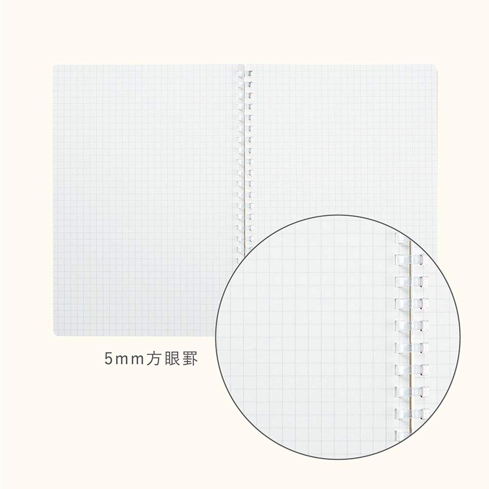 KOKUYO ME Graph Spiral Journal Notebook, A5 Soft Ring 5 mm Grid Paper Notebook with 50 Smooth Sheets, 5.8'' x 8.3'' Cute Small Journaling Notebook, Tofu White, Japan Import. (KME-SR931S5W)