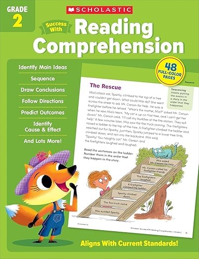 Scholastic Success with Addition & Subtraction, Writing, Grammar, Reading Comprehension, Math, Grade 2 Workbook, 5 Books Collection Set