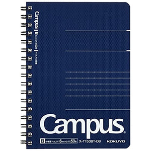 KOKUYO Campus Twin Ring Notebook, Business Type, Dot B 6mm Ruled, A6, 50 Sheets, 21 Lines, Navy Cover, Japan Import (SU-T153BT-DB)