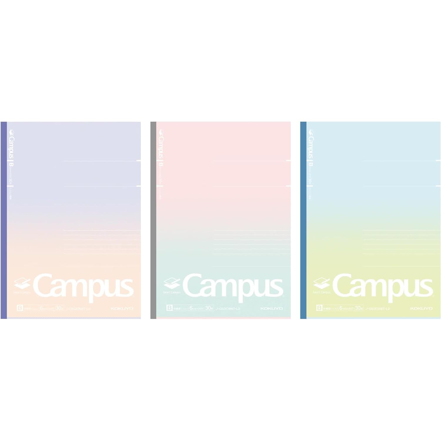 KOKUYO Composition Notebooks, 7" x 10" Smart Lined Notebook, 30 Sheets 6mm Dot Ruled Paper, 3 Pack B5 Notebook for School, School Supplies Comp Book for Note Taking, Souffle Tone, Japan Import