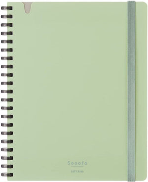 KOKUYO Graph Journal Notebook, Sooofa 7.2'' x 5.5'' Soft Ring Notebook for Women 4mm Grid Ruled, 80 Perforated Sheets, Green, B6 Notebook for Work Journals for Writing. Japan Import (SU-SV748S4-G)
