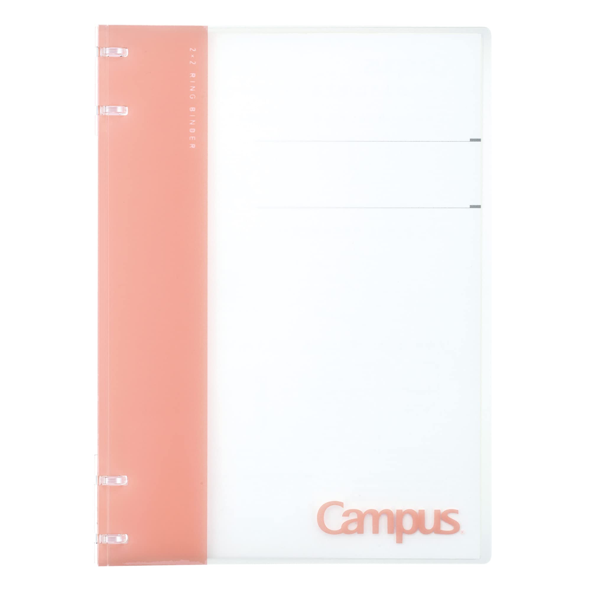 Kokuyo Campus Refillable Notebook, B5 2x2 Slim Ring Binder Notebook with Customizable Title Page, 40 Sheets Capacity. Suitable for 26 Holes Loose Leaf Paper, Pink (RU-NP704P)
