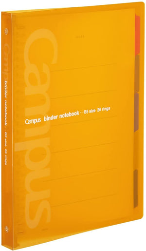 Kokuyo Campus Slide Binder with 5 Tab Dividers, Middle Type, B5, 26 Holes, Up to 100 Sheets, Orange, Japan Import (RU-P333NYR)