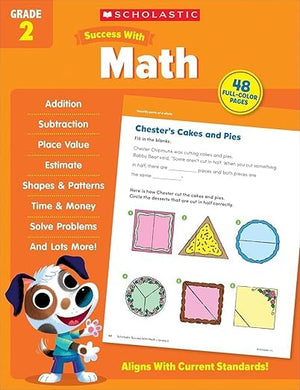 Scholastic Success with Addition & Subtraction, Writing, Grammar, Reading Comprehension, Math, Grade 2 Workbook, 5 Books Collection Set