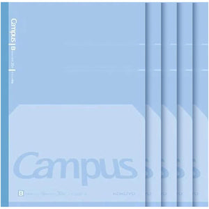 KOKUYO Campus Composition Kimochii Notebook, 5 Pack Feels Flat Semi-B5 Comp Book, Blue, Dot B 6mm Ruled, 30 Sheets School Lined Journal Notebook for Work Study Note Taking. Japan Import (NO-FL3CBT-B)
