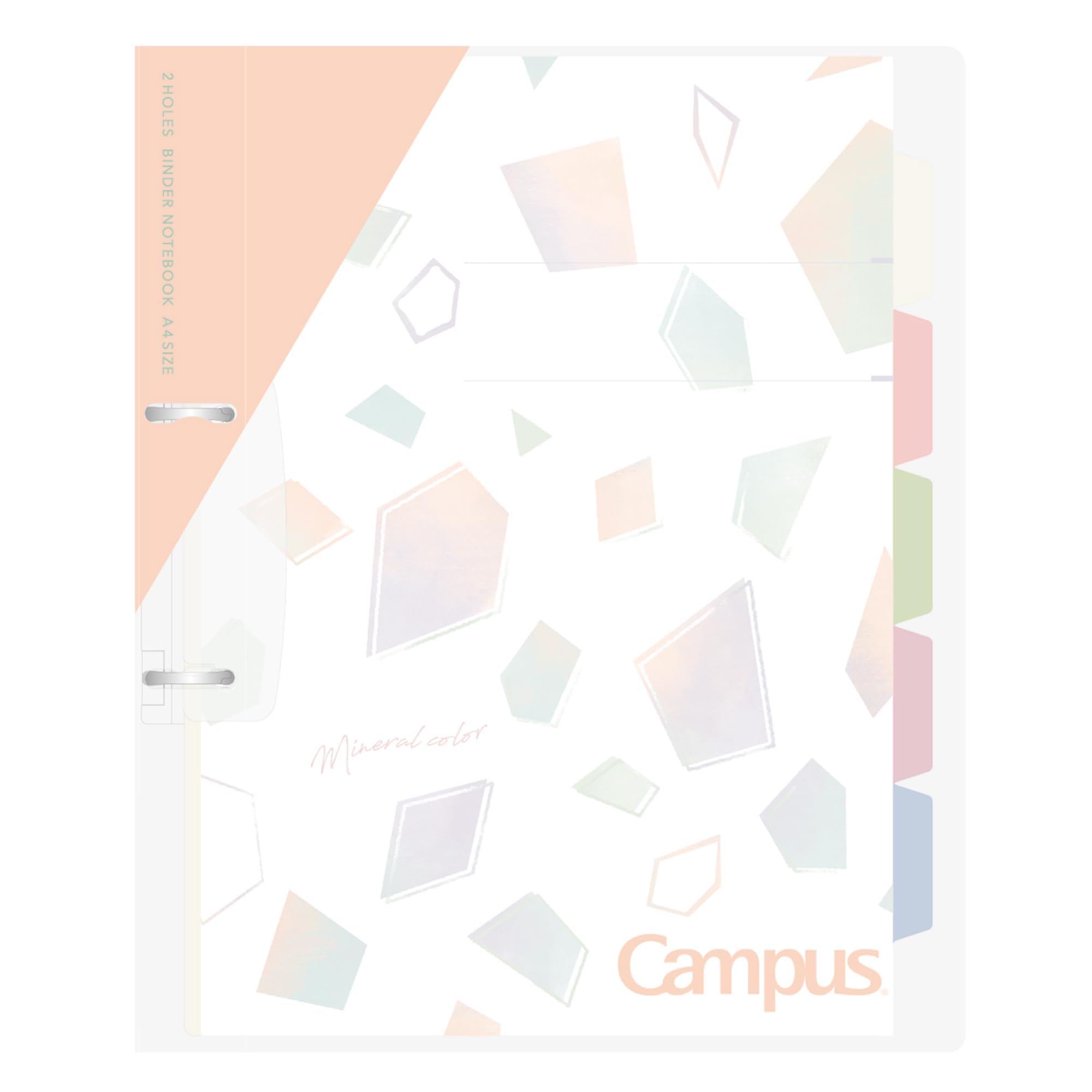 Kokuyo Campus Refillable Notebook, A4 Slim 2 Ring Binder Notebook with 5 Subject Dividers, 100 Sheets Capacity. Suitable for 30 Holes Loose Leaf Paper, Mineral Color Apricot Pink (Le-PP158-L4P)