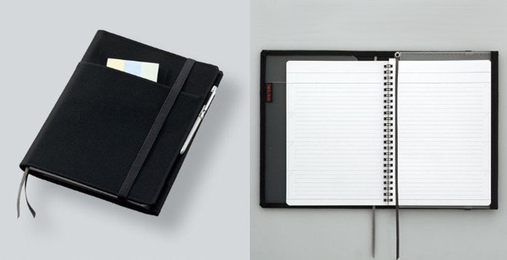 KOKUYO Systemic Cover Notebook, with One Semi-B5, B 6mm Ruled, 35 Lines, 40 Sheets, Twin Ring Edge Title Notebook, Black, Japan Import (NO-683B-D)