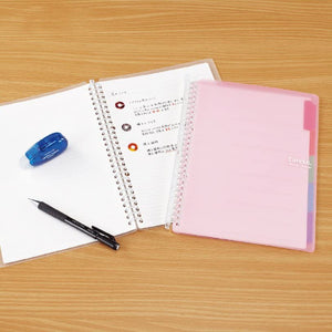 Kokuyo Campus Smart Ring Binder, A5 Light Pink Refillable Binder Notebook 20 Holes with 10 Extra Loose-Leaf Paper, Up to 25 Filler Papers for Work & Study, Japan Import (RU-SP130LP)