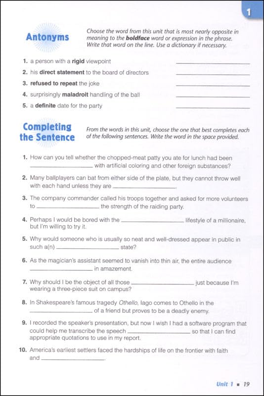 Vocabulary Workshop Enriched Level E Student Edition, Grade 10 | Academic Vocabulary Workbook | High School English Language Arts
