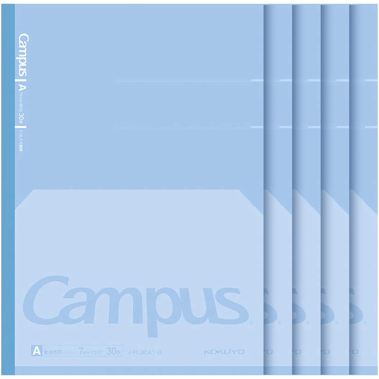 KOKUYO Composition Notebooks, 7" x 10" Kimochii Dot Lined Notebook, 30 Sheets College Ruled Paper, 5 Pack Blue B5 Notebook for School and Work, School Supplies Comp Book for Note Taking, Japan Import