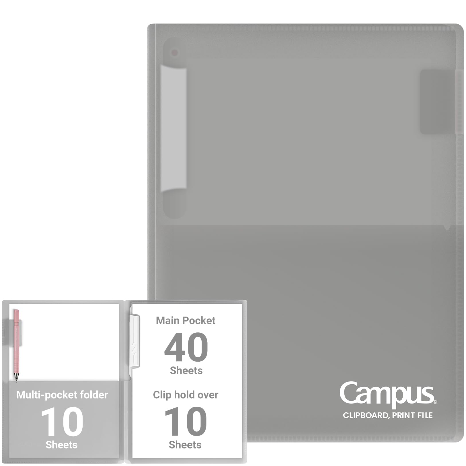 Kokuyo Portfolio Folder with Pockets Folder for Paper Organization,Heavy Duty Pocket Folder Fits US Letter & A4，Flip & Write Surface,Dual-Purpose Clip & Pocket Design(FU-CEH755M)