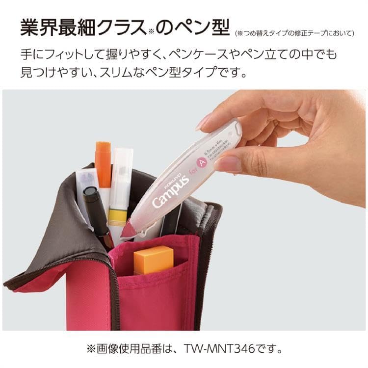 KOKUYO Correction Tape, 0.26 inches (6.5 mm) Wide for A 7mm Ruled Notebook, 19.7 ft (6 m) long, Pink, Japan Import (TW-MNT346)