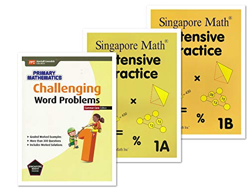 Singapore Math 3 Books Set for Grade 1 - Singapore Math Intensive Practice 1A & 1B, Challenging Word Problems Grade 1