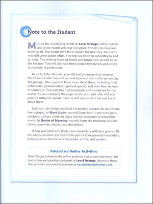 Vocabulary Workshop Enriched Orange Level Student Edition, Grade 4 | Vocabulary Workbook | Elementary English Language Arts