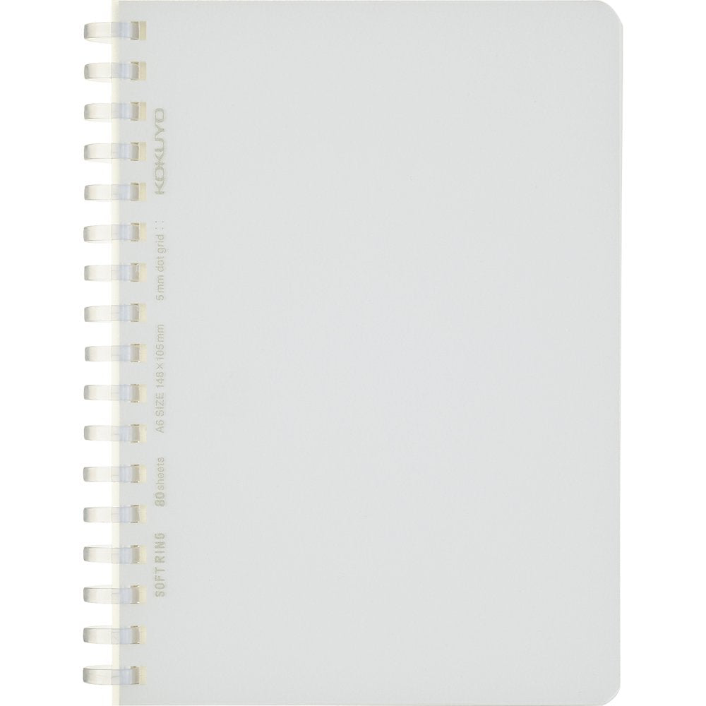 Kokuyo Spiral Dotted Notebook, 8.3'' x 5.8'' Business Journal A5 Soft Ring Notebooks with 5mm Dot Grid, 80 Perforated Sheets, Clear 1 Subject Notebook, Note Taking for Work. Japan Import(SU-SV538WT-T)