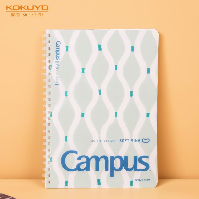 KOKUYO Spiral Lined Notebook, 4 Pack 8.3'' x 5.8'' SOU SOU Journal A5 Soft Ring Notebooks with 8mm Dot Ruled, 50 Sheets, 1 Subject Notebook for School and Note Taking