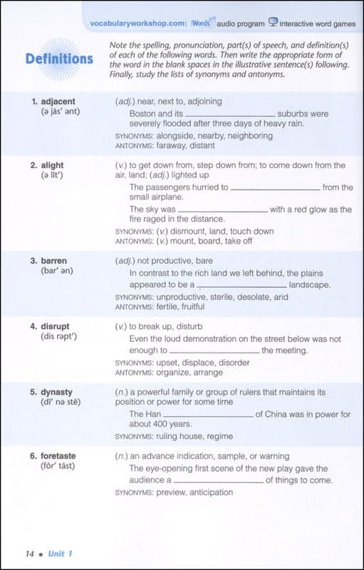 Vocabulary Workshop Enriched Level B Student Edition, Grade 7 | Vocabulary Workbook | English Language Arts