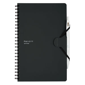 KOKUYO Grid Spiral Journal Notebook, Penott A5 Soft Ring Graph Paper Notebook with 70 Smooth Sheets, 5.7'' x 8.3'' Small Journaling Notebook with Plastic Hardcover, Black, Japan Import. (SU-SP137S5-D)