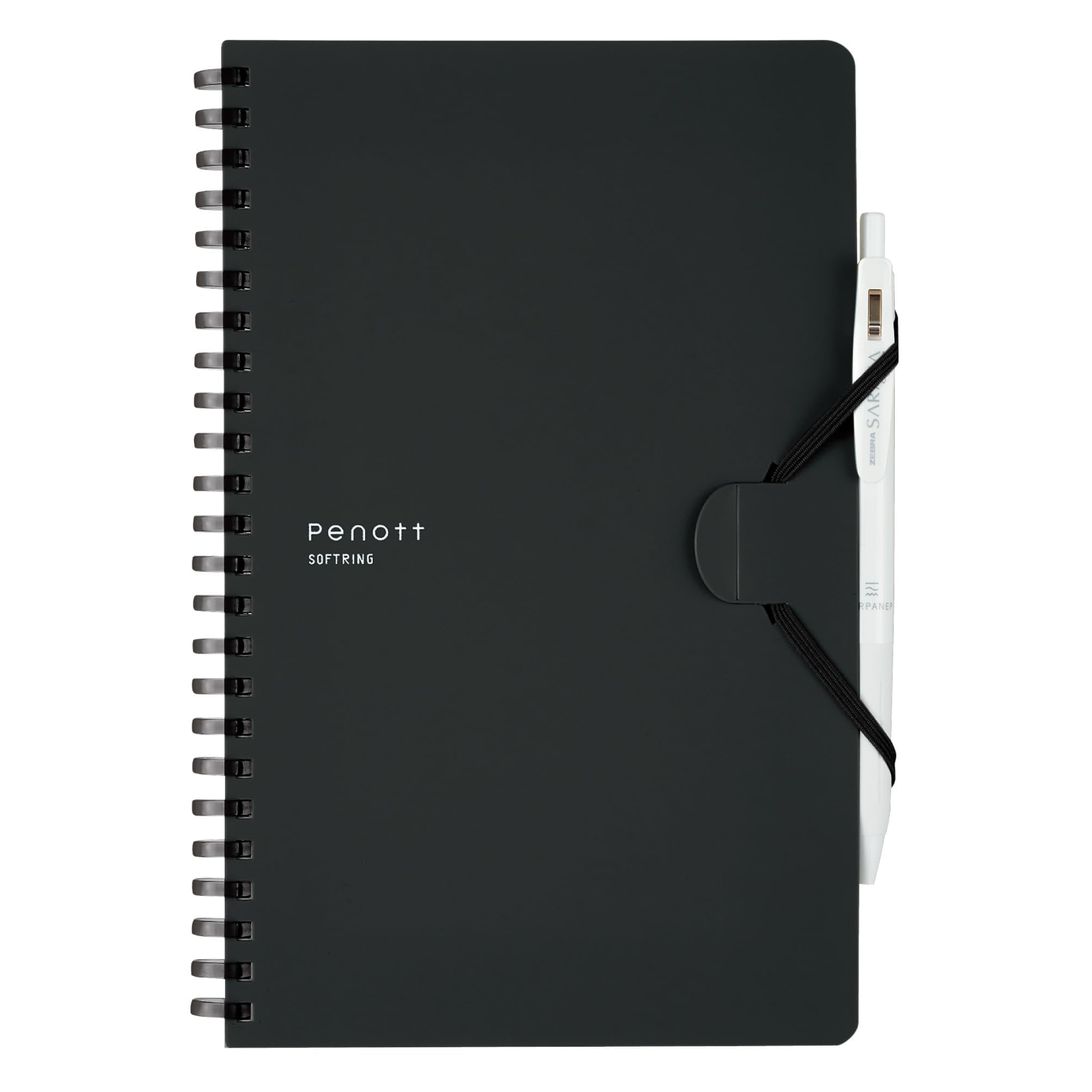 KOKUYO Grid Spiral Journal Notebook, Penott A5 Soft Ring Graph Paper Notebook with 70 Smooth Sheets, 5.7'' x 8.3'' Small Journaling Notebook with Plastic Hardcover, Black, Japan Import. (SU-SP137S5-D)