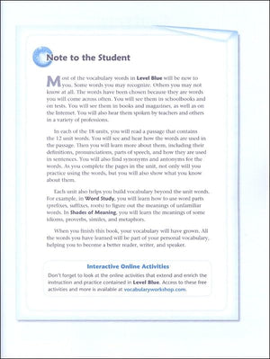 Vocabulary Workshop Enriched Blue Level Student Edition, Grade 5 | Vocabulary Workbook | Upper Elementary English Language Arts