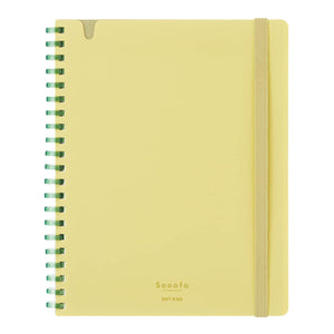 KOKUYO Graph Journal Notebook, Sooofa 7.2'' x 5.5'' Soft Ring Notebook for Women 4mm Grid Ruled, 80 Perforated Sheets, Yellow, B6 Notebook for Work Journals for Writing. Japan Import (SU-SV748S4-Y)