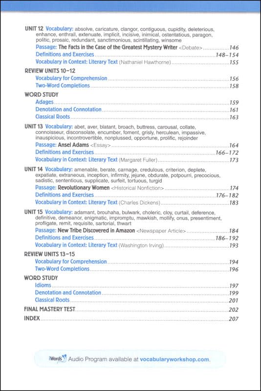 Vocabulary Workshop Enriched Level F Student Edition, Grade 11 | Academic Vocabulary Workbook | High School English Language Arts
