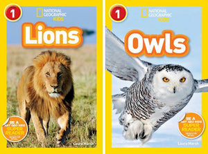 National Geographic Kids Readers Level 1 & 2 (10 Collection Book Set): T. Rex, Reptiles, Predator Face-Off, Wild Cats, Lions, Owls, Polar Bears, Lizards, Spiders, Storms Children's Science Books