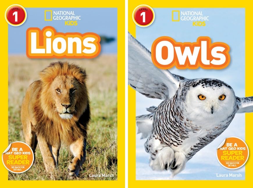 National Geographic Kids Readers Level 1 & 2 (10 Collection Book Set): T. Rex, Reptiles, Predator Face-Off, Wild Cats, Lions, Owls, Polar Bears, Lizards, Spiders, Storms Children's Science Books