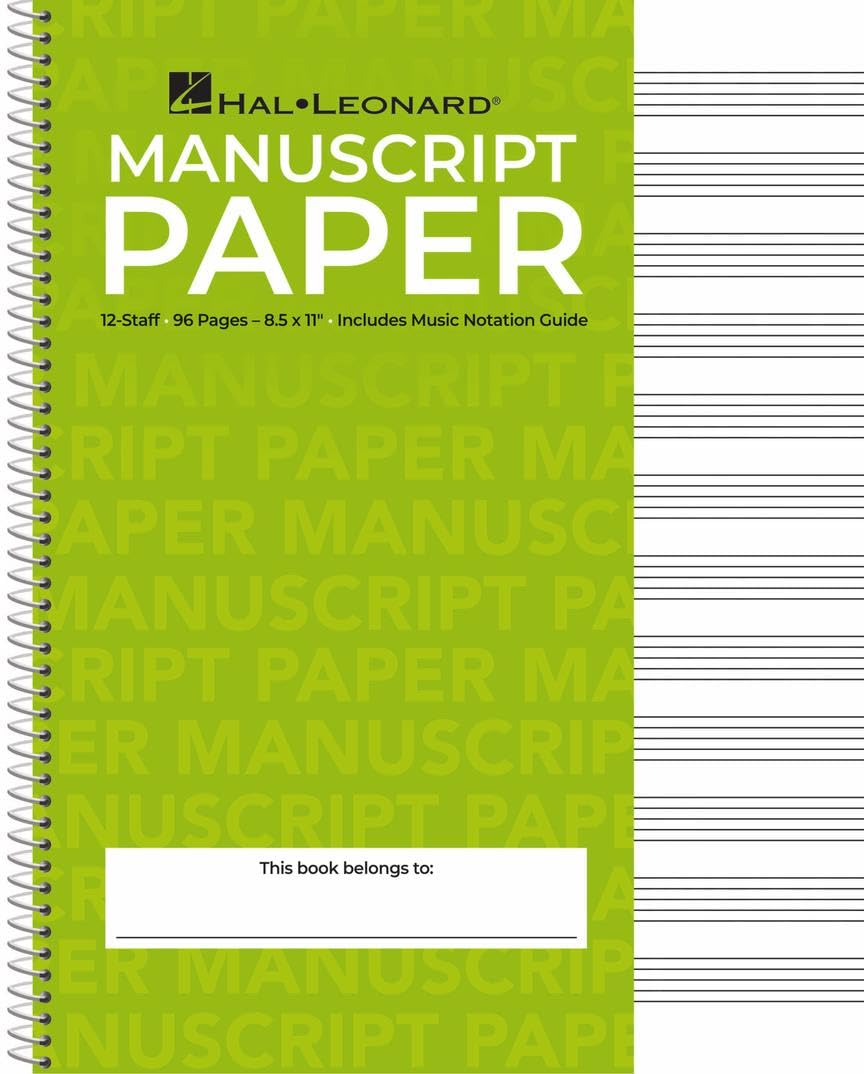 Manuscript Paper - Hal Leonard Standard Wirebound | 96-Page Music Writing Notebook with 12 Staves per Page | Spiral-Bound Staff Paper for Composers, Students, and Teachers | Includes Notation Guide